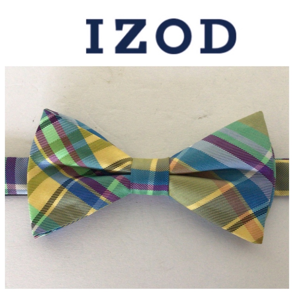 IZOD MADRAS PLAID BOW TIE